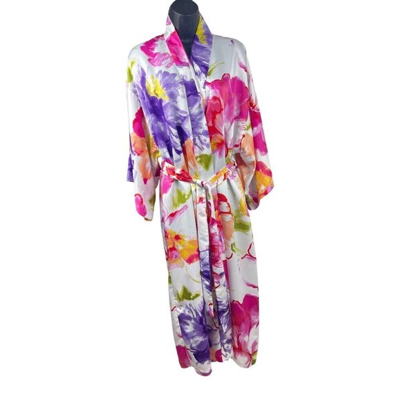 Natori womens robe small multi floral 48’ long 42’ chest - Picture 3 of 7